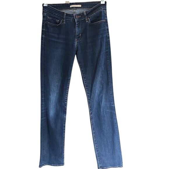 Levi's 714 Straight Dark Wash Stretch Jeans. Mid Rise, Button, Zipper. Size 29 - Picture 1 of 7